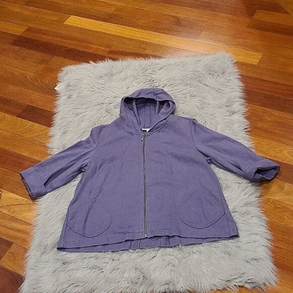 Coldwater creek womens light purple zip up linen‎ jacket size medium - Picture 1 of 7